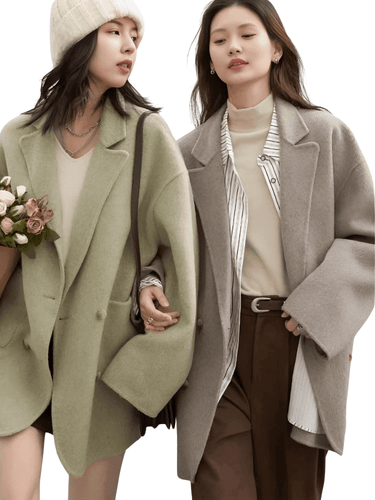 Women's Woolen Coats Loose Casual Double Breasted Retro Jacket Office Lady Outerwear -, Coats & Jackets , Drestiny , Australia, Brown, Canada, Coats, Dark Grey, Green, Grey, Jackets, L, Light Brown, M, New Zealand, S, United Kingdom, United States, XL, XXL , Drestiny , www.shopdrestiny.com